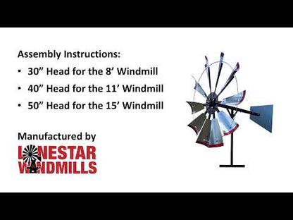 8' Windmill with Texas Flag Tail and Metal Stand