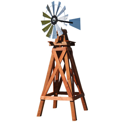 11' Windmill with Plain Tail and Wood Stand