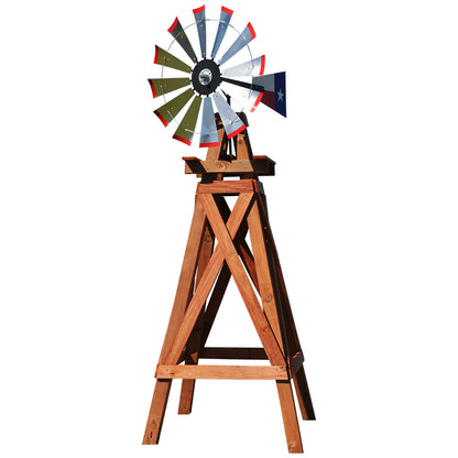 11' Windmill with Texas Flag Tail and Wood Stand