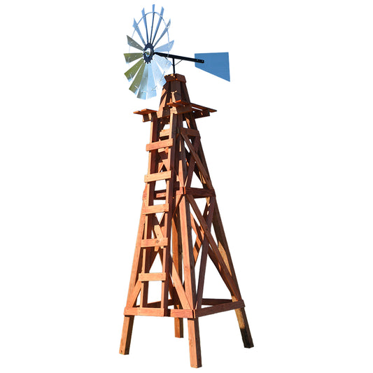 15' Windmill with Plain Tail and Wood Stand