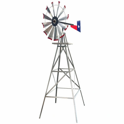 11' Windmill with Texas Flag Tail and Metal Stand