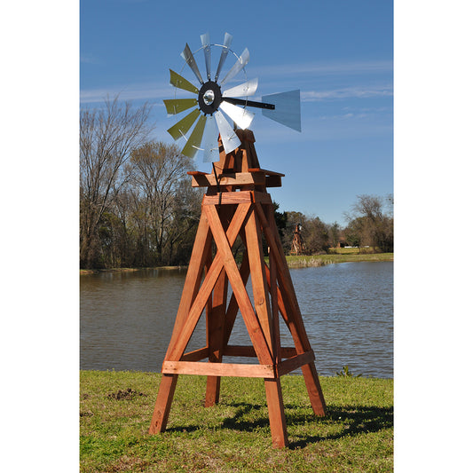 11' Windmill with Plain Tail and Wood Stand