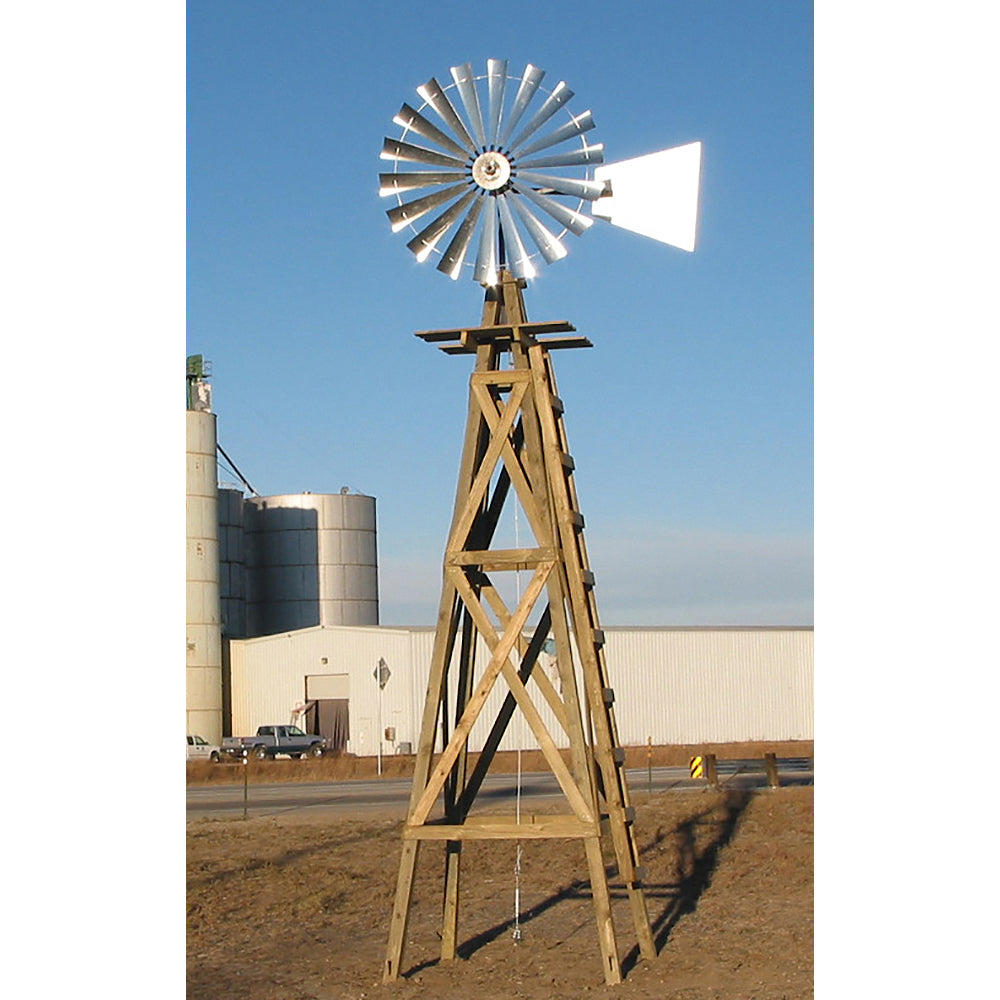 20' Windmill with Plain Tail and Wood Stand