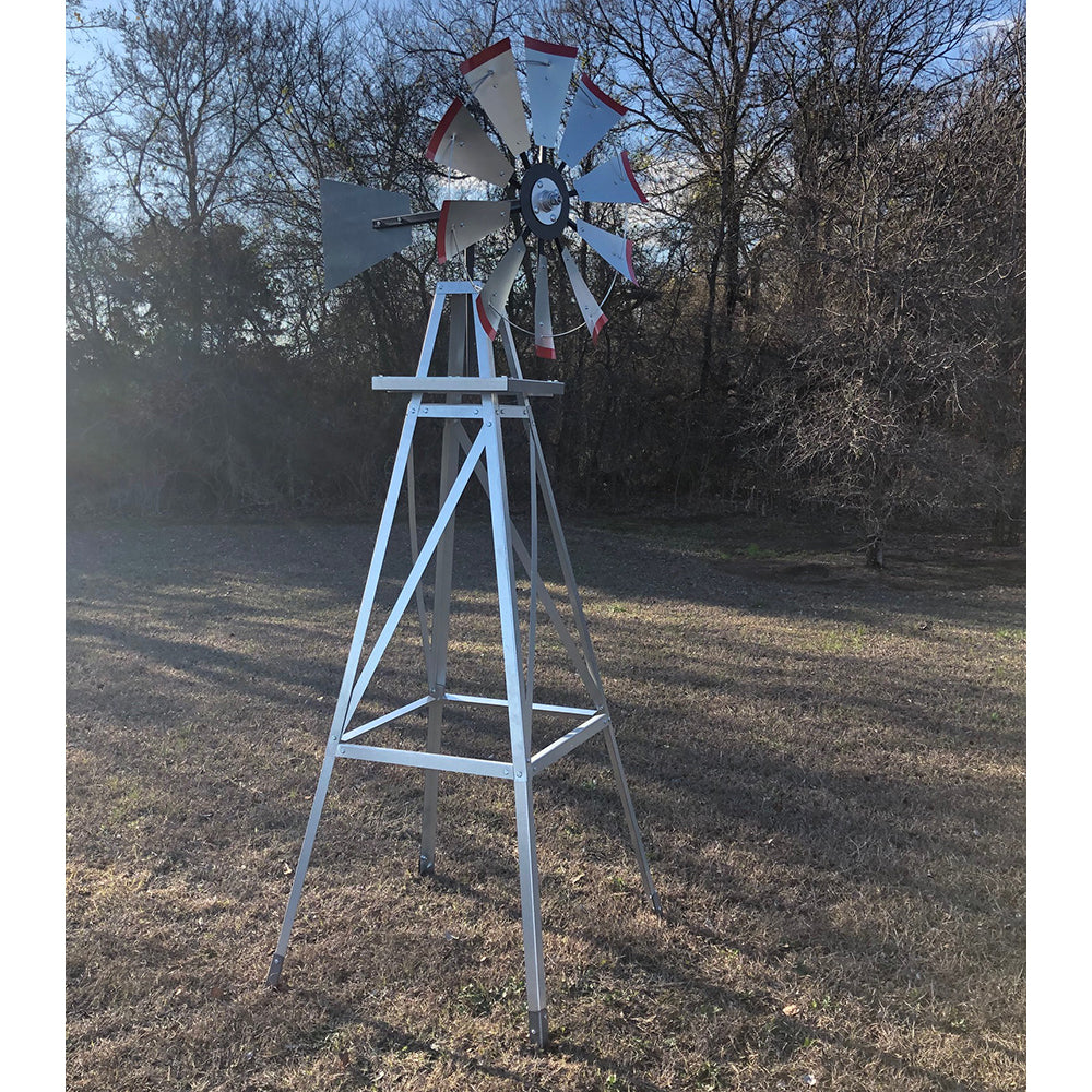 8' Windmill with Plain Tail and Metal Stand