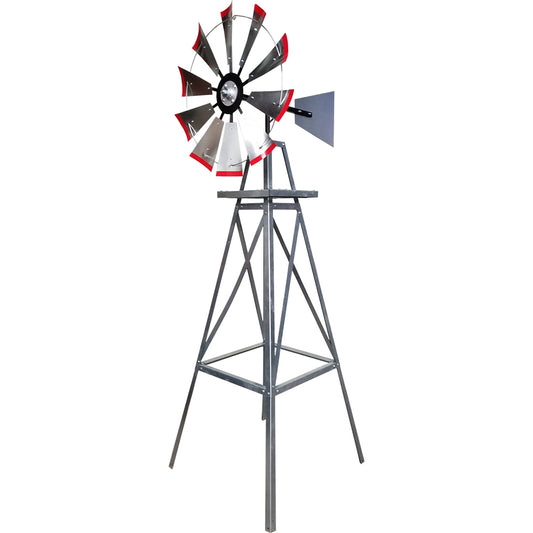 8' Windmill with Plain Tail and Metal Stand